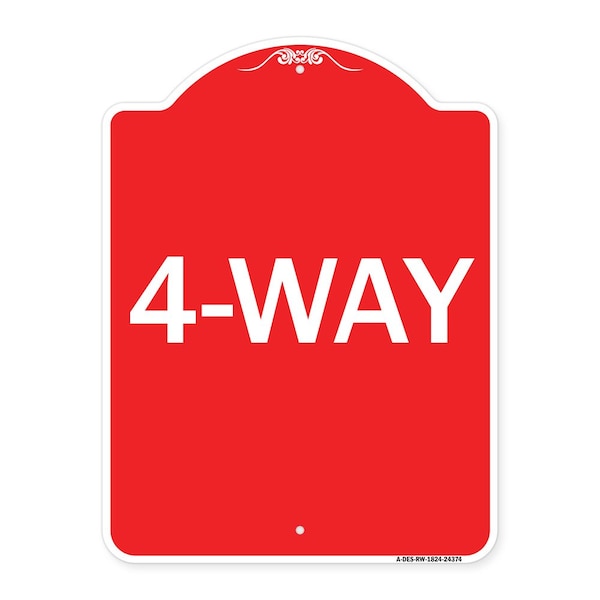 Signmission Designer Series Sign-4-Way, Red & White Aluminum Architectural Sign, 18" x 24", RW-1824-24374 A-DES-RW-1824-24374 - main